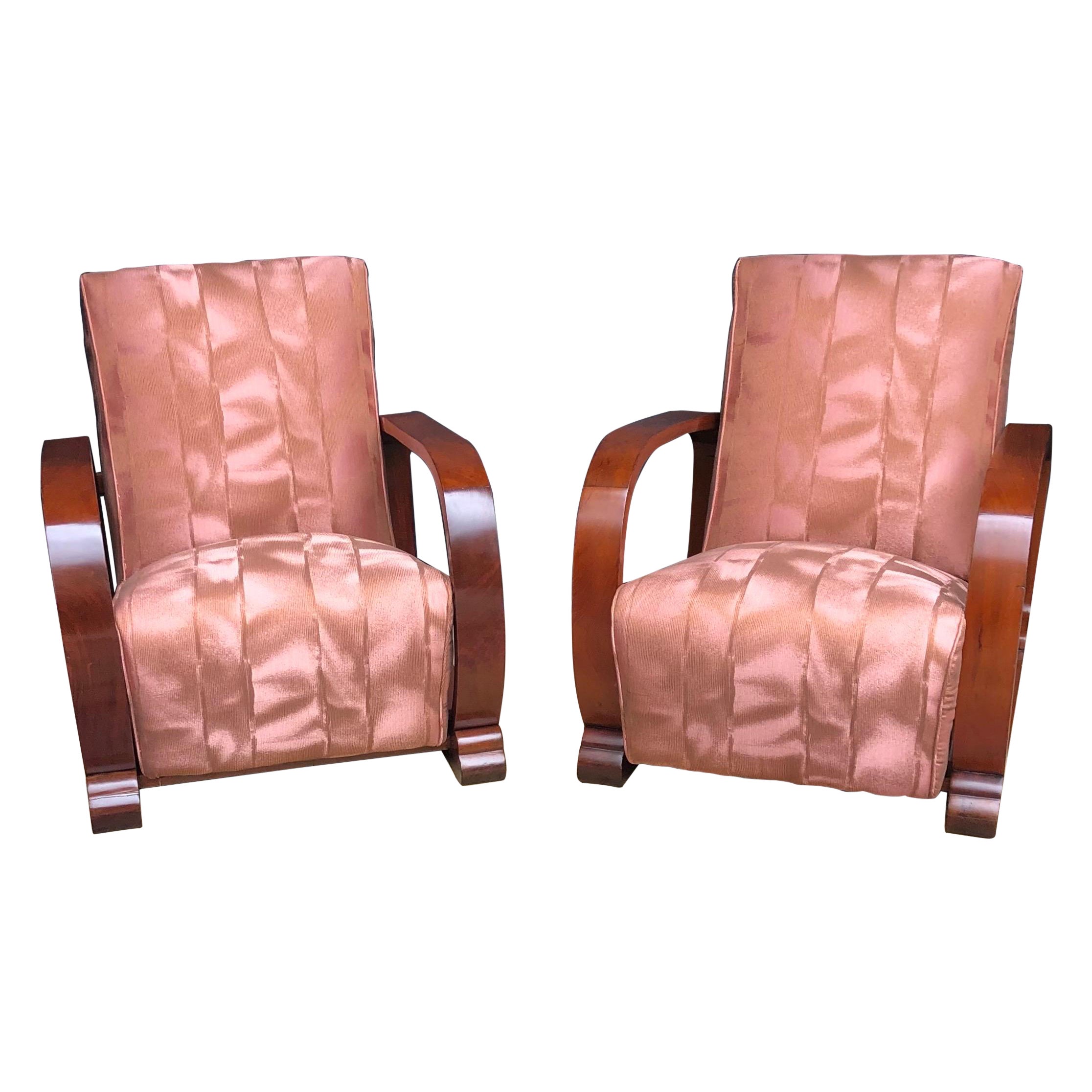 Art Deco Jamaican Mahogany Loop Club Chairs, 20th Century For Sale