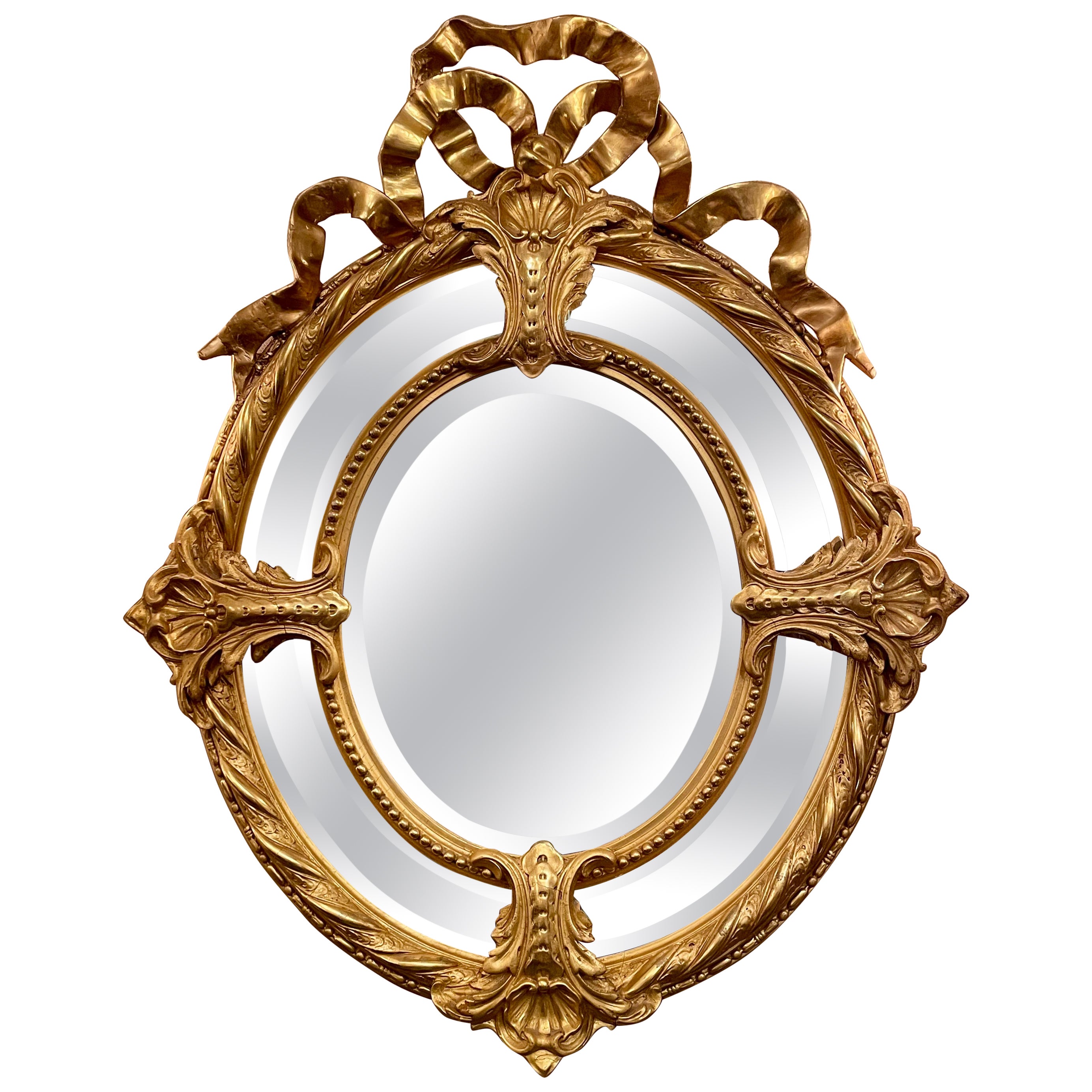 Antique French Louis XVI Beveled Mirror circa 1880