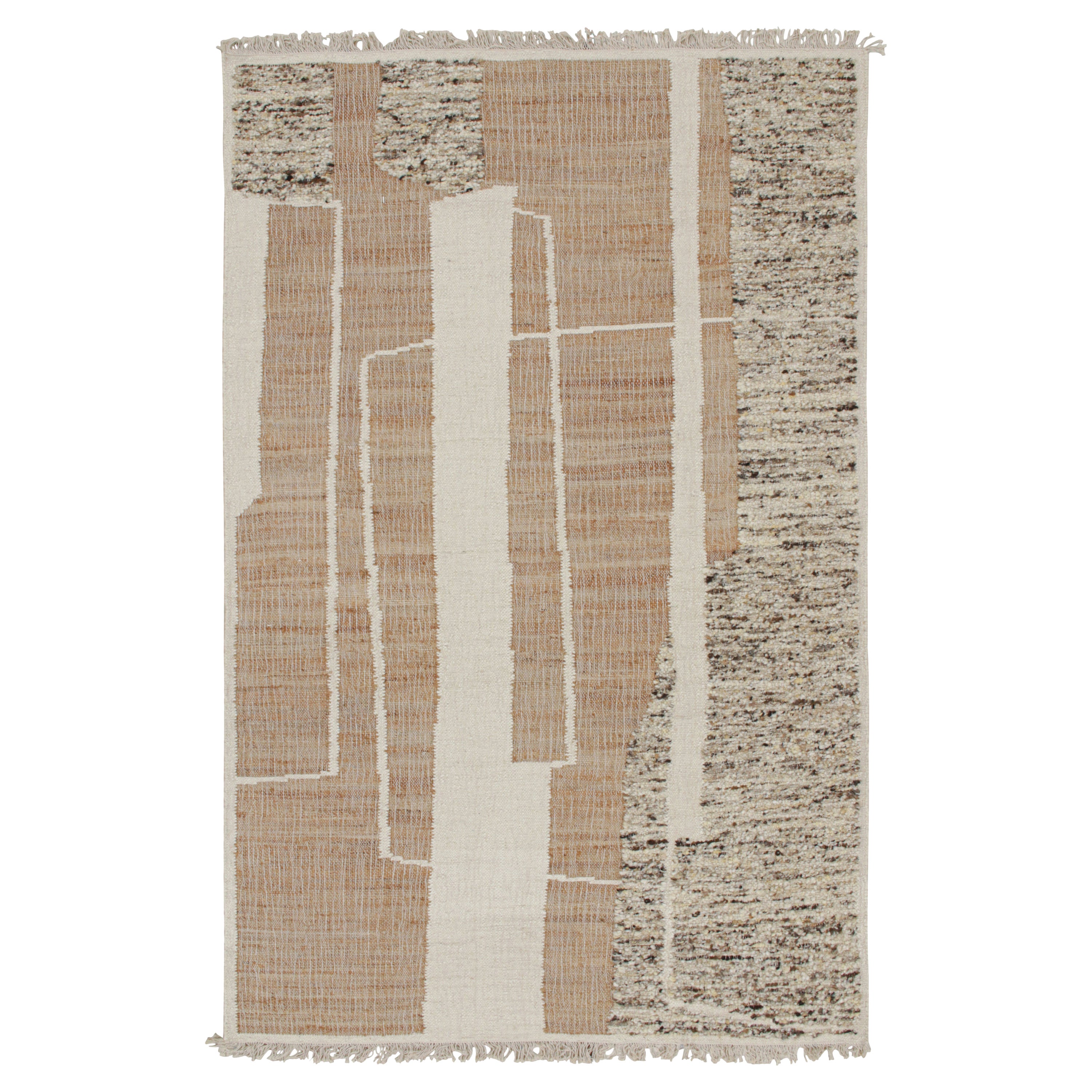 Rug & Kilim’s Contemporary kilim rug in Beige-Brown & White Abstract Pattern For Sale