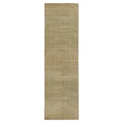 Rug & Kilim’s Distressed Style Runner in Beige & Green Abstract Dots Pattern