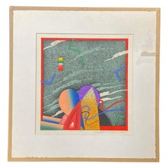 Vintage Akira Kurosaki Signed Limited Edition Japanese Abstract Woodblock Print W-397