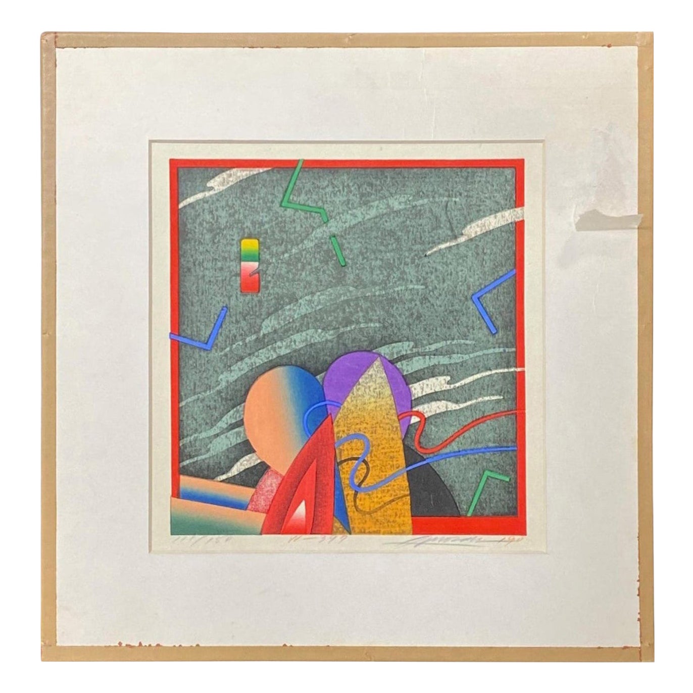 Akira Kurosaki Signed Limited Edition Japanese Abstract Woodblock Print W-397
