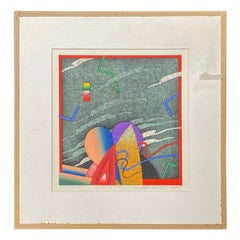 Signierter japanischer abstrakter Holzschnitt von Akira Kurosaki in limitierter Auflage, W-397