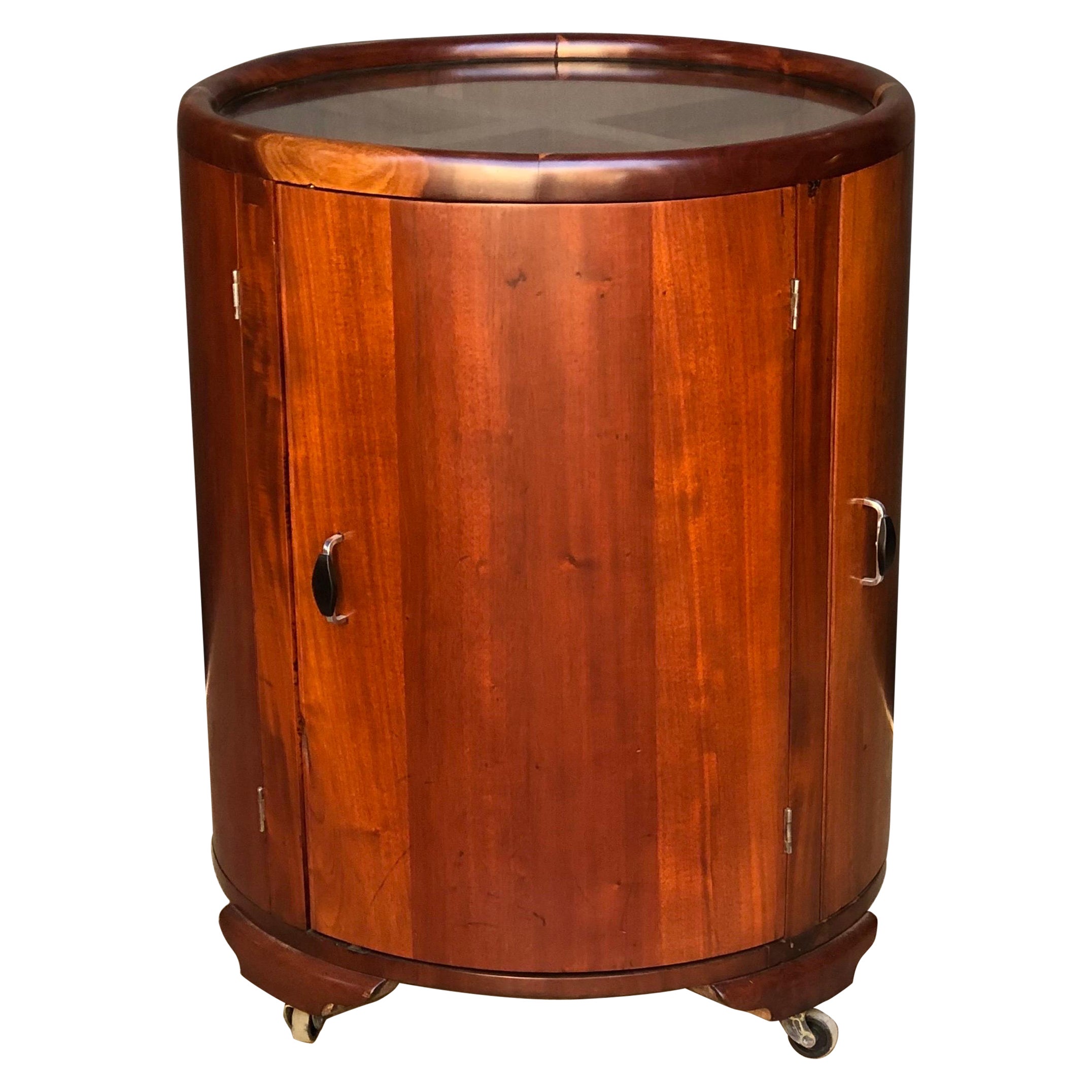 Jamaican Art Deco Round Bar/Cocktail Cabinet By Burnett Webster(circa.1934-1939) For Sale