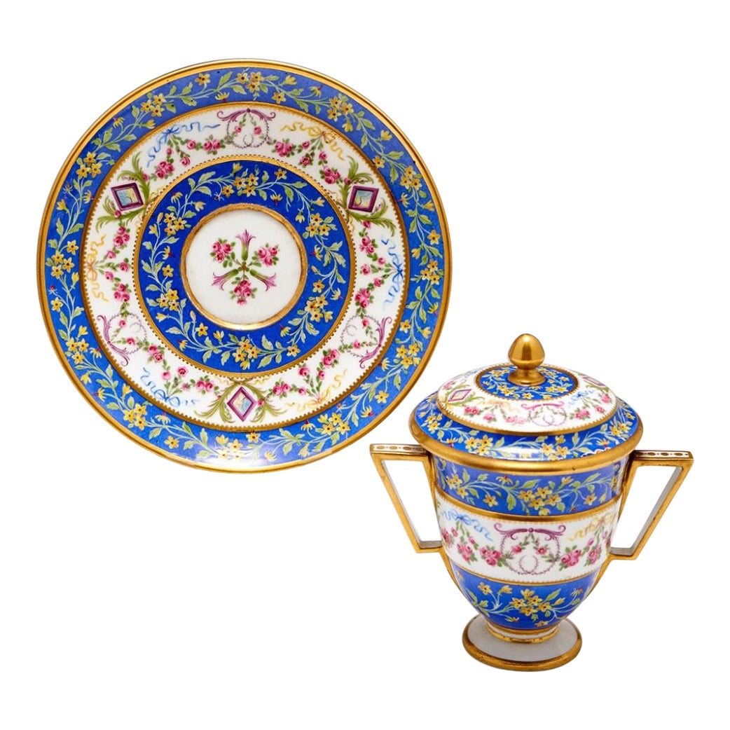Sèvres Double Handled Cup, Cover and Stand, 1791 For Sale