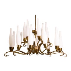 Vintage Exceptional 18 Light Stilnovo Chandelier, 1950s