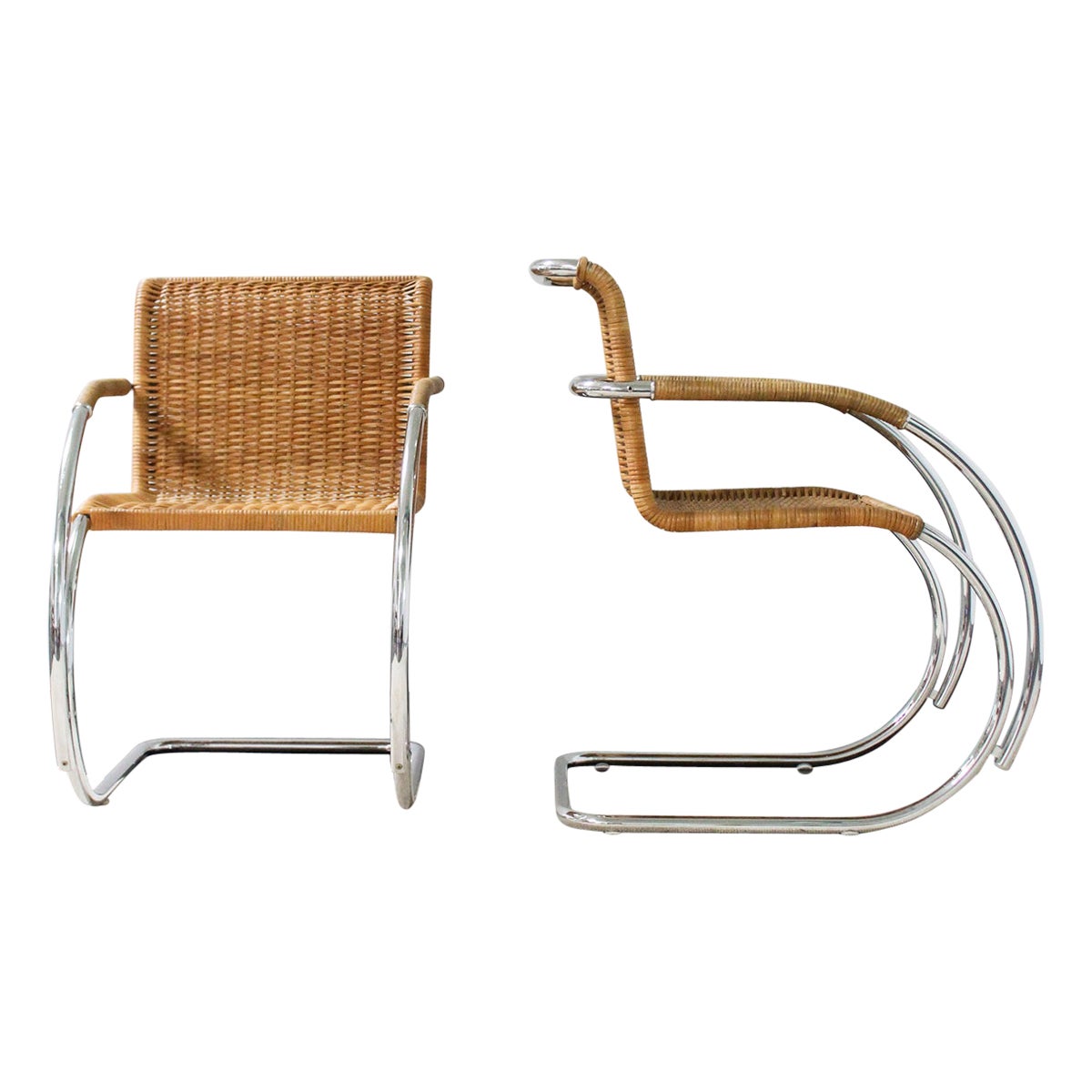A Pair of Mies van der Rohe 'MR20' Cantilevered Armchairs