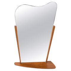 Vintage Organic Danish Modern Shelved Wall / Table Mirror in Teak