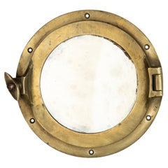 Early 20th Century Cast Brass Small Mirror Ship Porthole