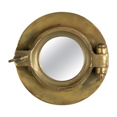 Early 20th Century Cast Brass Small Mirror Ship Porthole