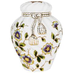 Antique French Porcelain Jar with Lid Cover