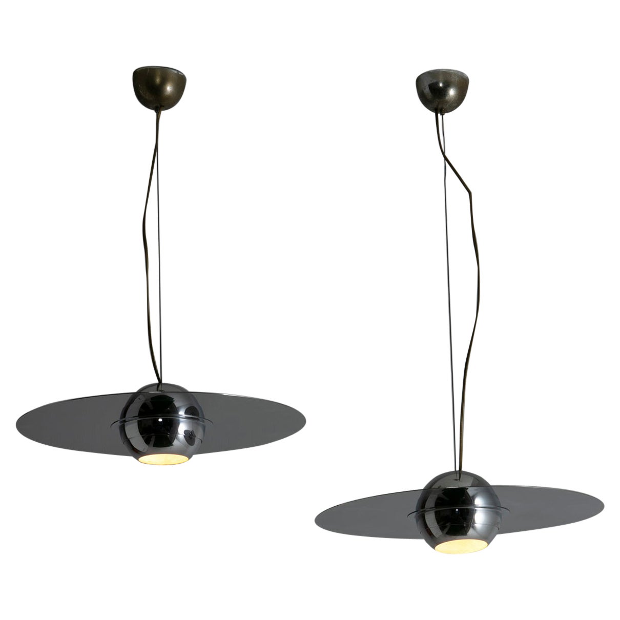 Chrome "Padacroma" Pendant Lamps by Mazza and Gramigna for Quattrifolio, 1970s For Sale