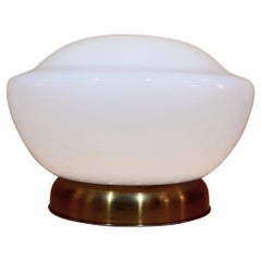 Vintage White blown murano opaline, italian table lamp, 1970 