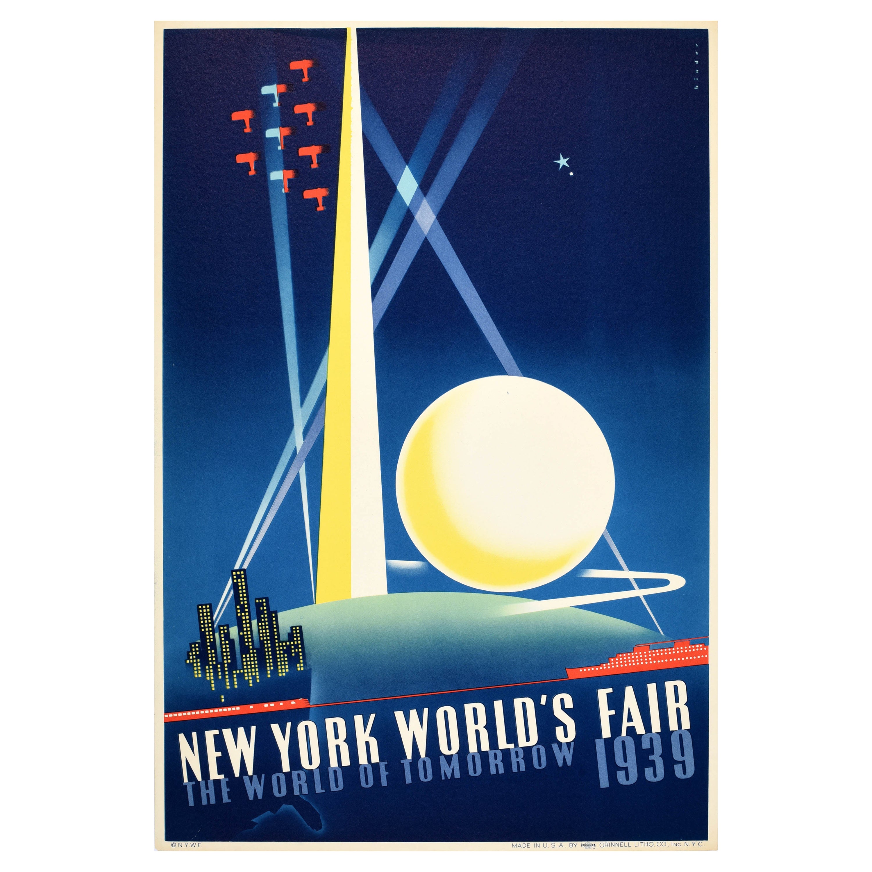 Original Vintage Travel Advertising Poster New York Worlds Fair Binder ...