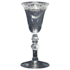 Antique A Dutch Engraved Baluster Wine Glass, Mid 18th Century