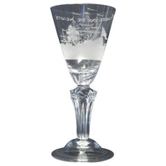 Antique A Dutch Engraved, Prosperity of the Trade, Wine Glass, Early 18th Century