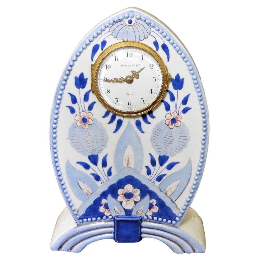 Horloge de cheminée en céramique Art Nouveau en vente