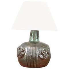 Vintage Robert Chiazzo, Ceramic Lamp, 1960, Bormes, Vallauris, Era Jouve, Picault