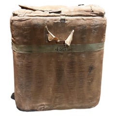1940s Distressed Military Ice Cooler Tote Portable Chest Leather Canvas