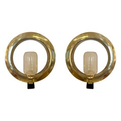 Contemporary Pair of Circle Messing und Murano Glas Sconces, Italien