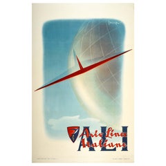 Original Vintage Travel Poster ALI Avio Linee Italiane Airline Modernism Italy