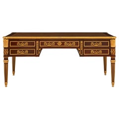 French 19th Century Louis XVI St. Mahogany And Ormolu Mounted Partners Desk