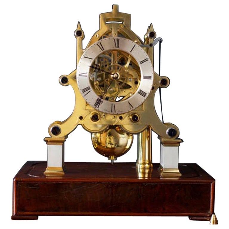 William IV. Double Fusee Skelett-Uhr von A. Stewart, London im Angebot