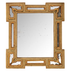 Antique talian 18th Century Baroque St. Double Frame Patinated Wood And Gilt Mirror