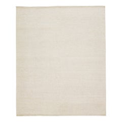 Handmade Moroccan Style Beige Wool Rug With Minimalist Design