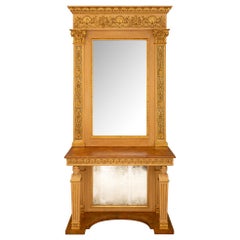 Italian 19th Century Neo-Classical St. Faux Painted Marble Console & Mirror