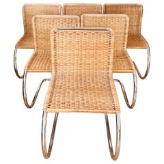 1970s Mies Van Der Rohe for Knoll Rattan Mr10 Dining Chairs