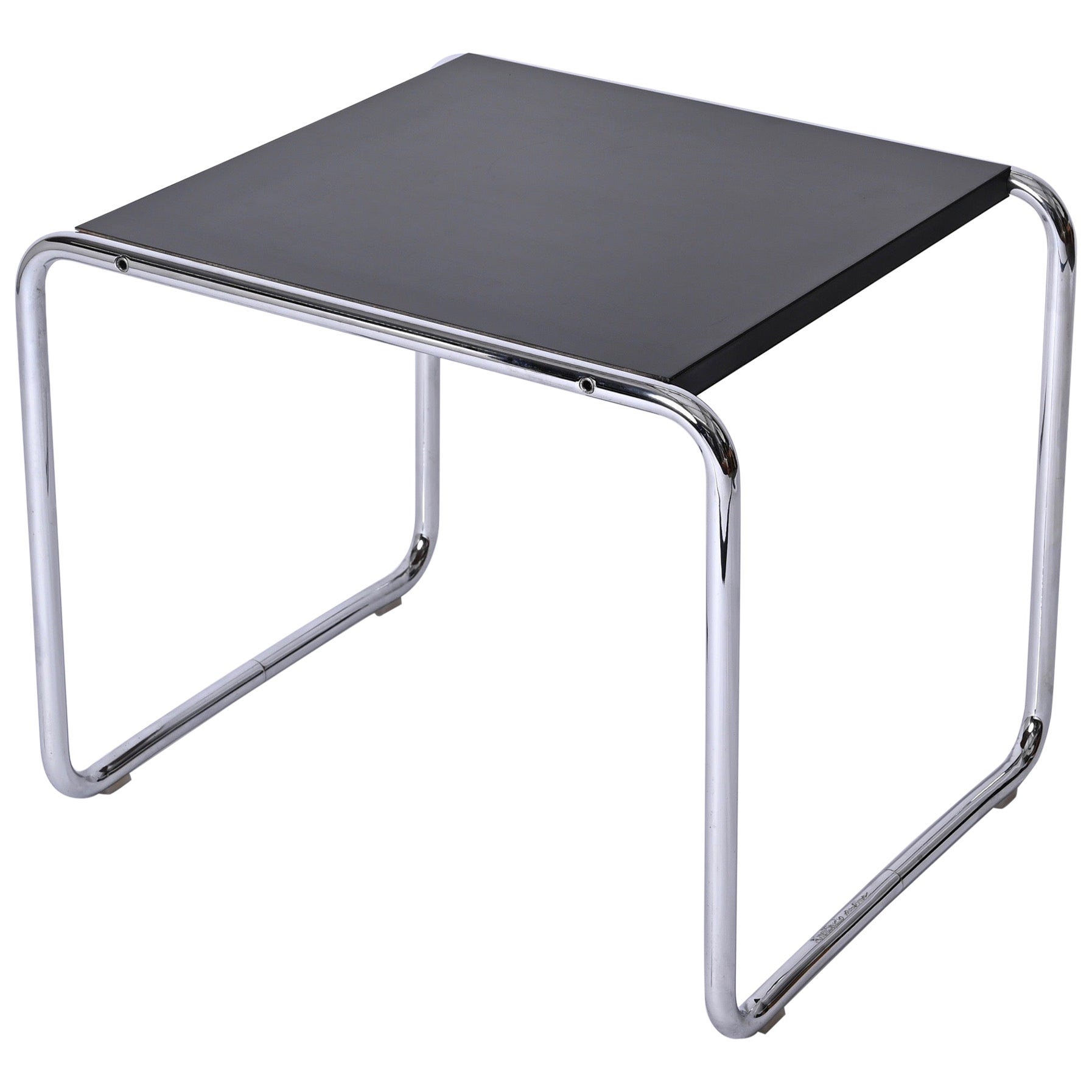 Signed Marcel Breuer for Knoll, Bauhaus Black 'Laccio'  Side Table, USA 1940s For Sale