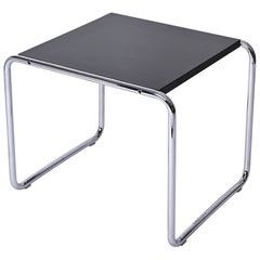 Signed Marcel Breuer for Knoll, Bauhaus Black 'Laccio'  Side Table, USA 1940s