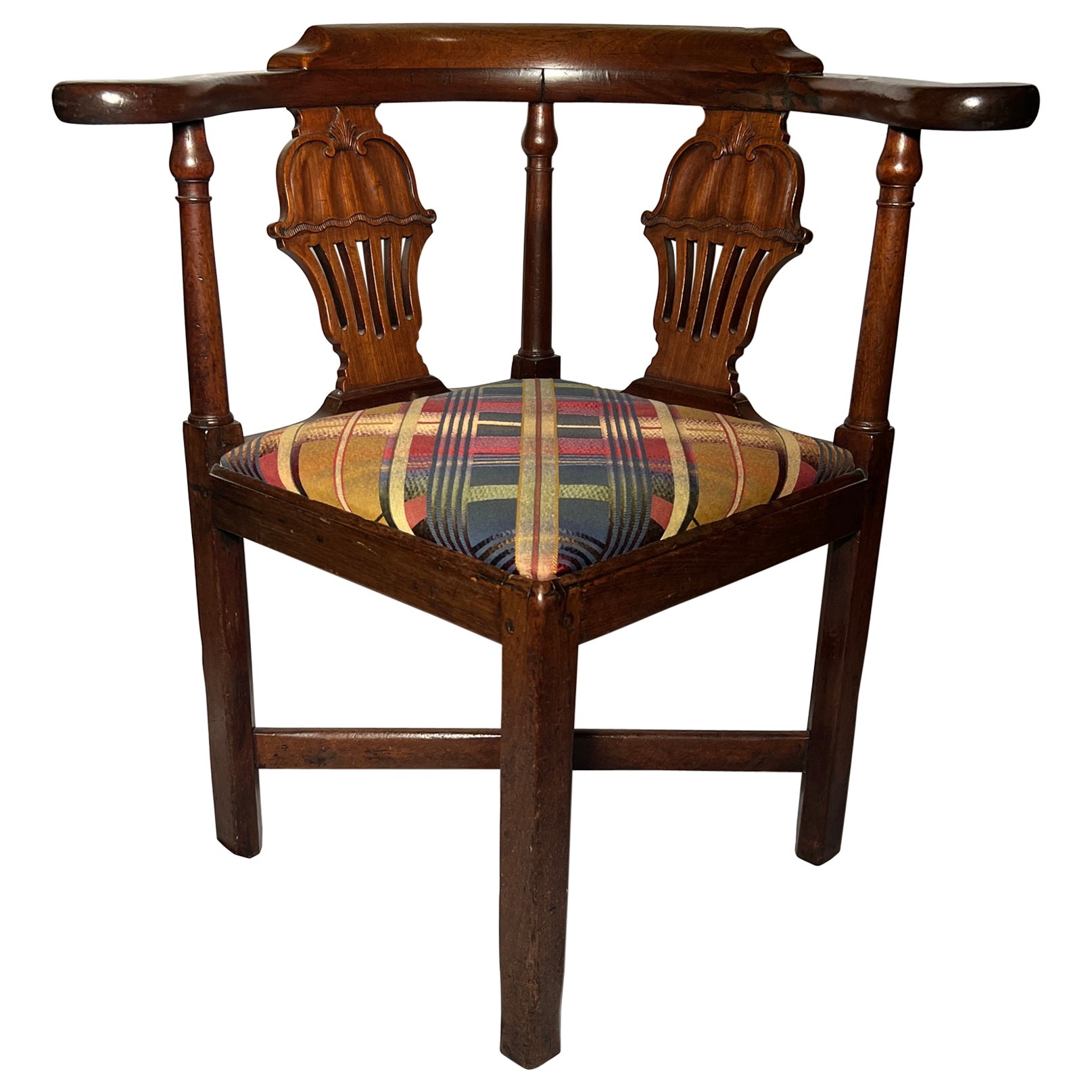 Ancienne chaise d'angle anglaise en acajou vers 1880