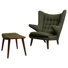 Used Papa Bear Chair and Ottoman by Hans Wegner for A.P Stolen