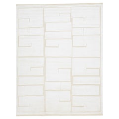 Room Size Moroccan Style Wool Rug In Ivory With Geometric Motif