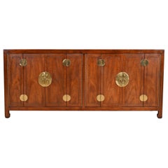 Henredon Hollywood Regency Chinoiserie Mahogany and Brass Sideboard Credenza