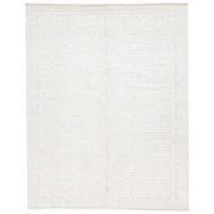 Minimalist Modern Wool Rug Moroccan Style In Ivory