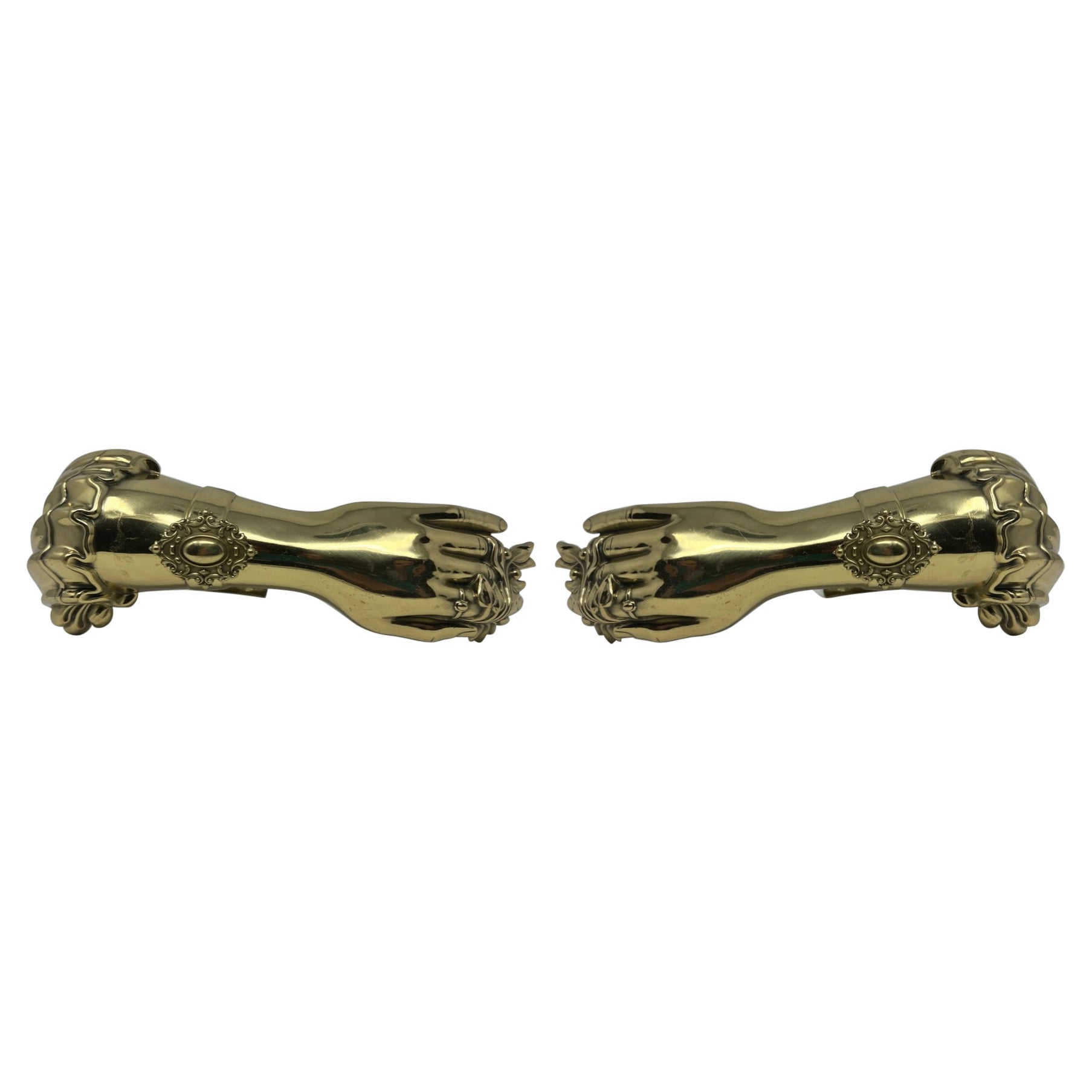 Pair Antique Brass Curtain Pulls 