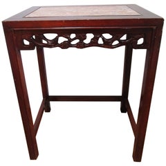 Vintage Rosewood Hand Carved Table with Marble Top