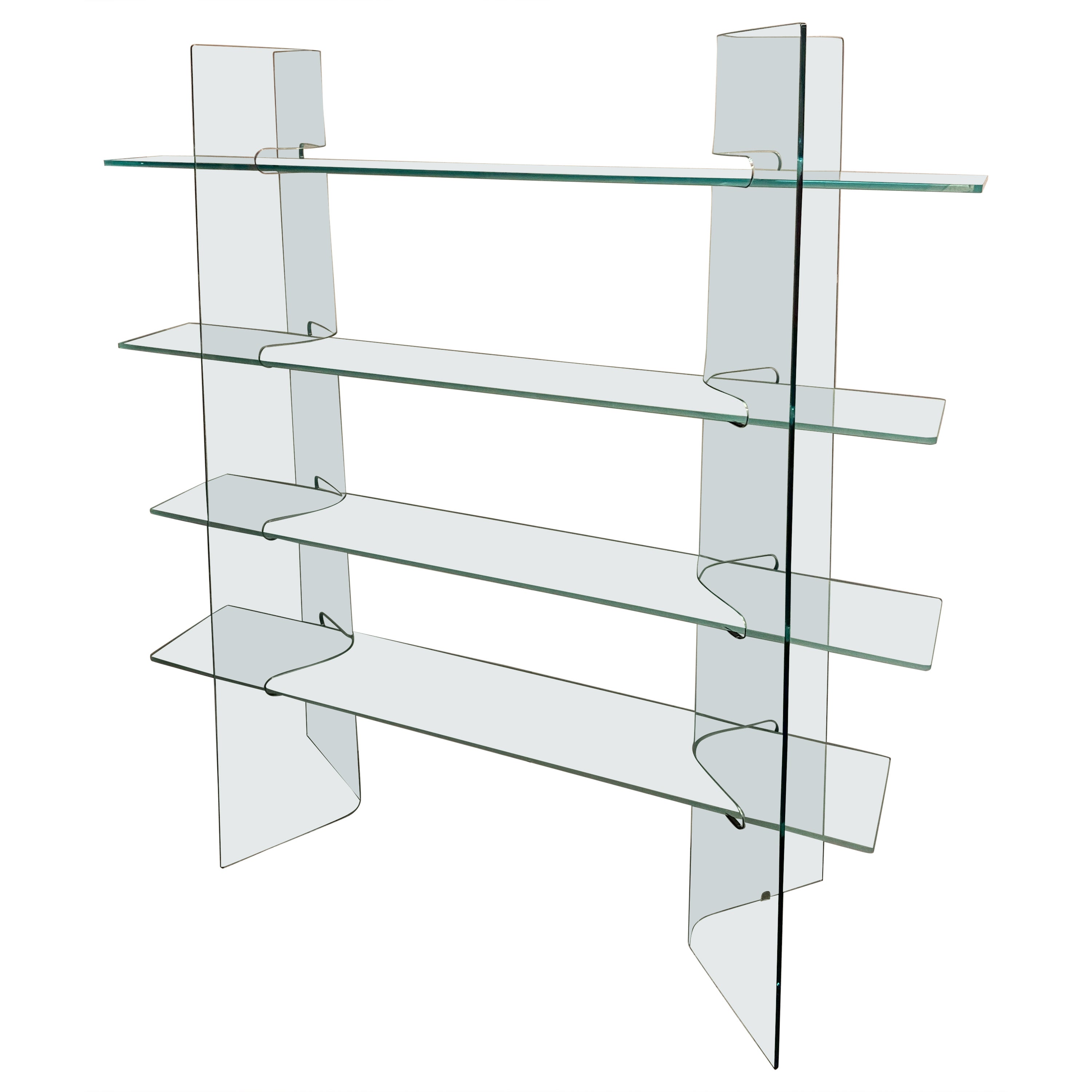 Modern Free-Standing Glass Shelf For Sale