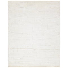 Moroccan Style Ivory Handmade Wool Rug With Abstract Pattern