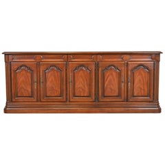 Vintage Drexel French Provincial Louis XV Carved Walnut Sideboard or Bar Cabinet