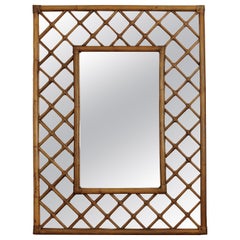 Vintage Bamboo Woven Lattice Mirror