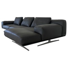 Dark grey Italian leather sectional sofa