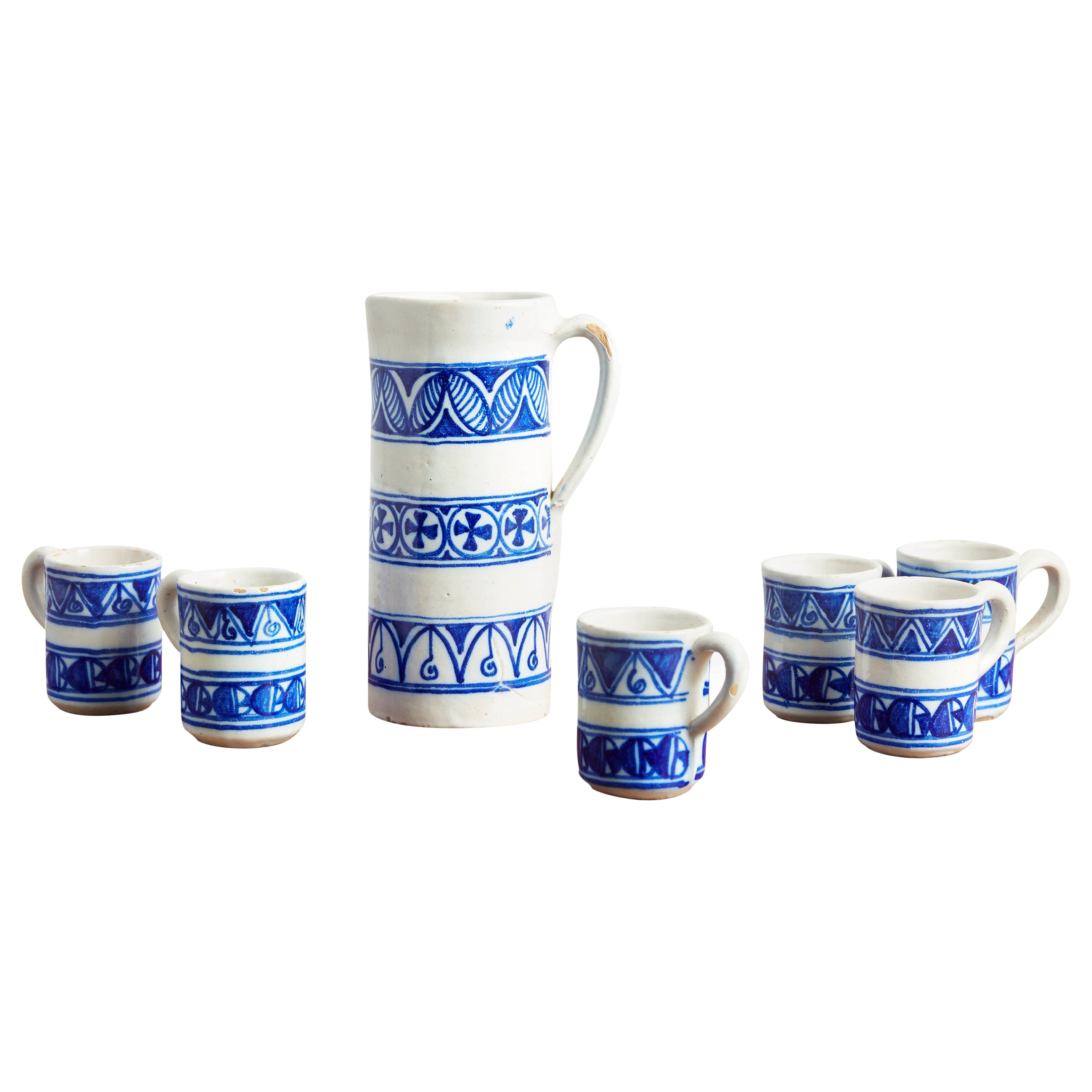 Spanish Ceramic Pitcher and Mug Set For Sale