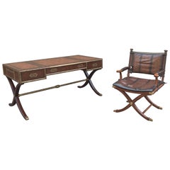 Bureau et chaise en acajou, cuir et laiton d'Ernest Hemingway à Campaigner