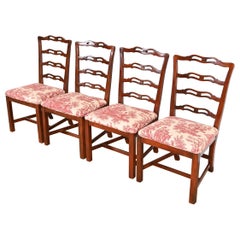 Retro Drexel Heritage Georgian Carved Mahogany Dining Chairs, Set of Four