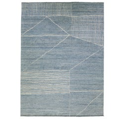 Marokkanischen Stil Wolle Teppich handgefertigt mit geometrischen blauen Feld von Apadana
