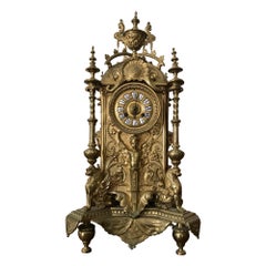 Antique Large 19TH Century Brass Clock